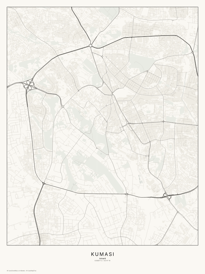 Kumasi map poster, classic style