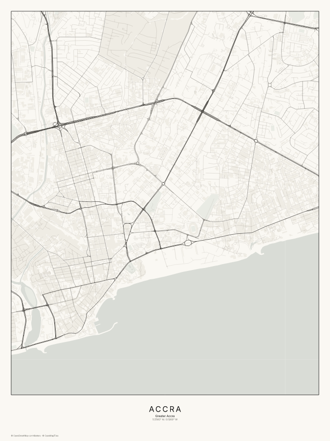 Accra map poster, classic style