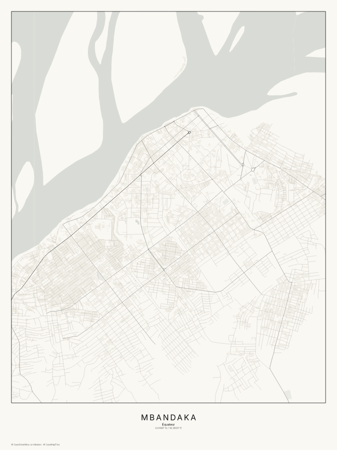 Mbandaka map poster, classic style
