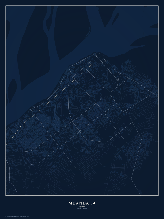 Mbandaka map poster, midnight style