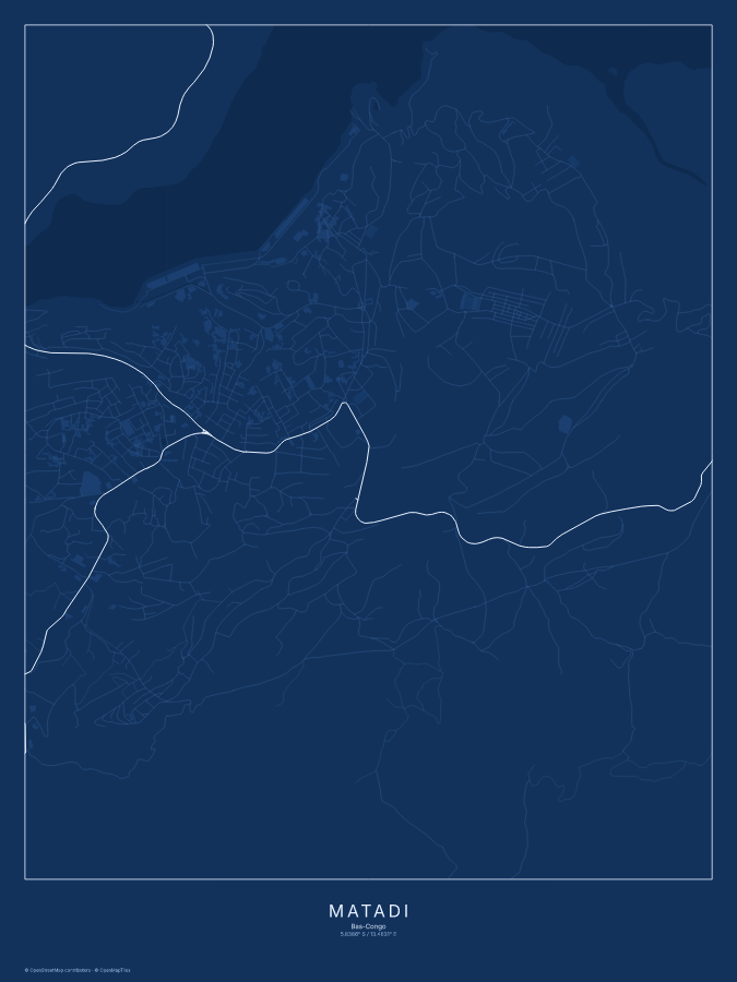 Matadi map poster, blueprint style