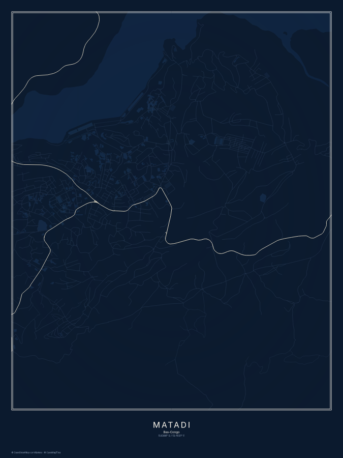 Matadi map poster, midnight style