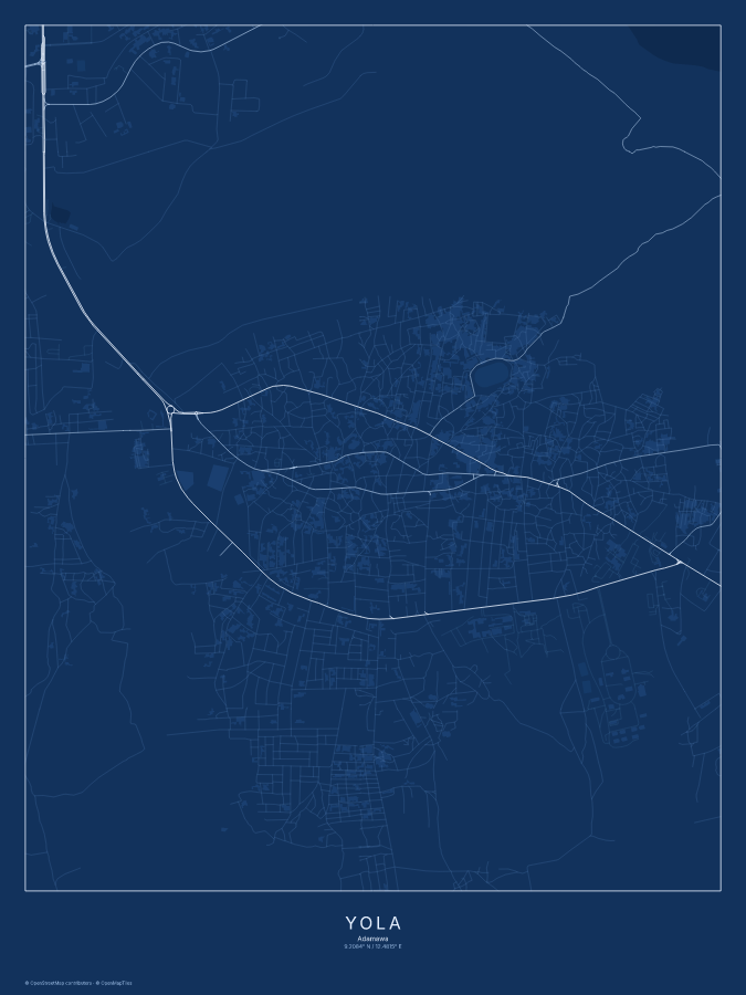 Yola map poster, blueprint style