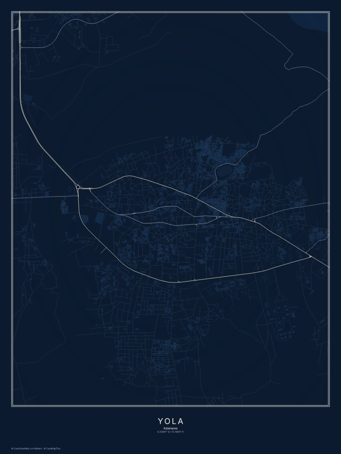Yola map poster, midnight style