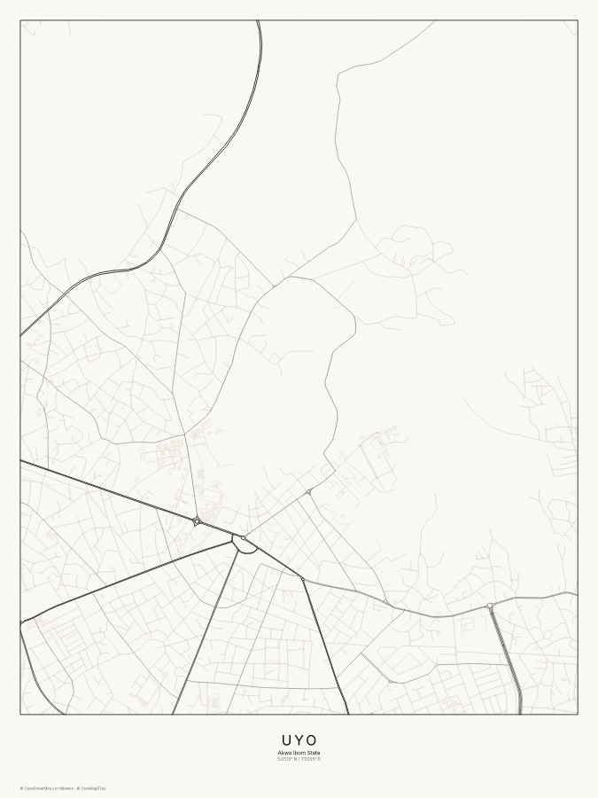 Uyo map poster, classic style