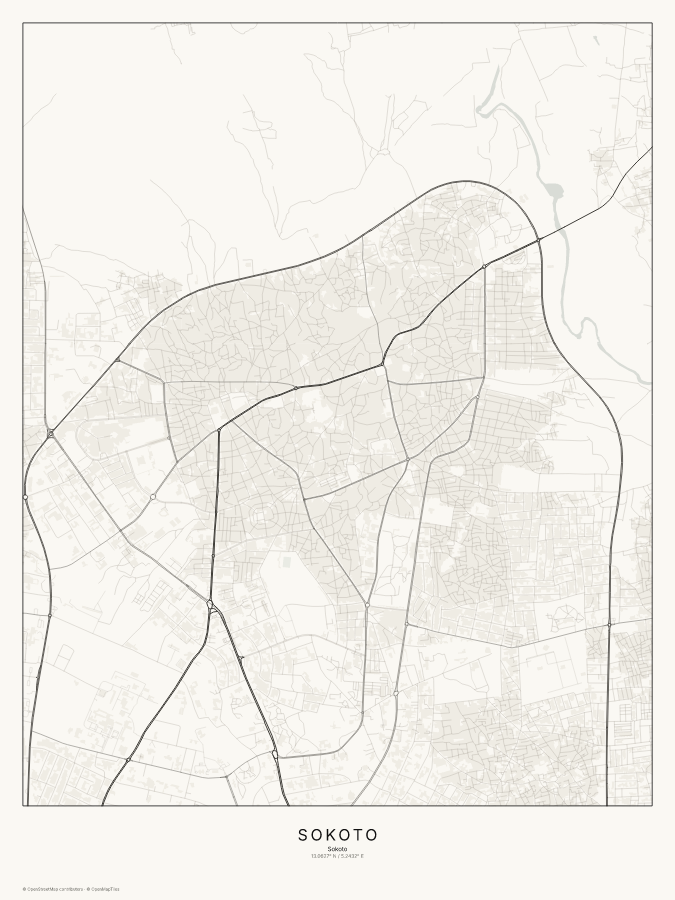 Sokoto map poster, classic style