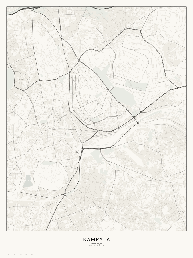 Kampala map poster, classic style