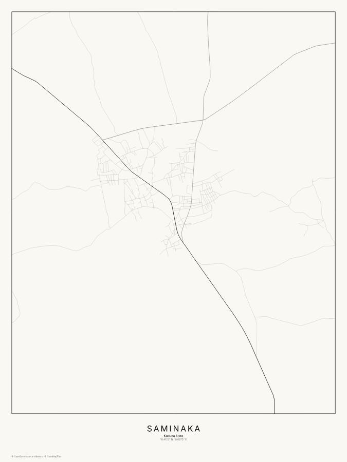 Saminaka map poster, classic style