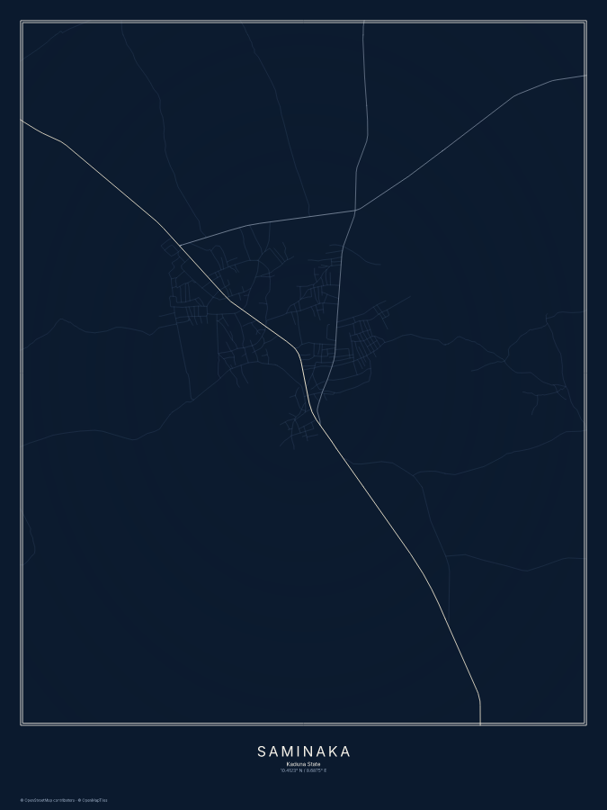 Saminaka map poster, midnight style