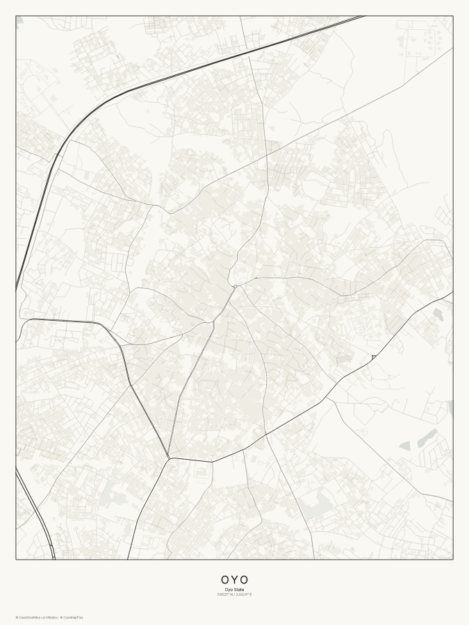 Oyo map poster, classic style
