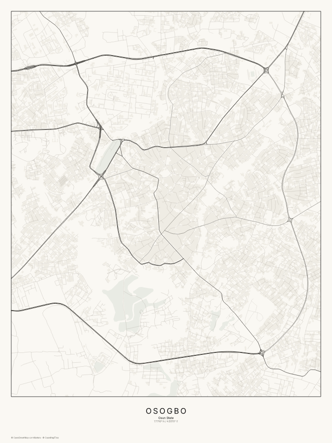 Osogbo map poster, classic style