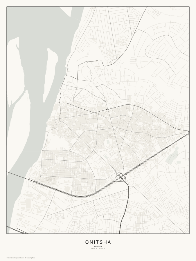 Onitsha map poster, classic style