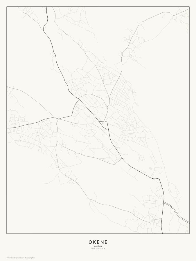 Okene map poster, classic style