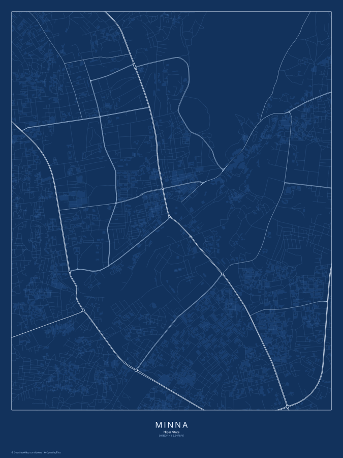 Minna map poster, blueprint style