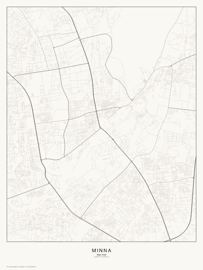Minna map poster, classic style