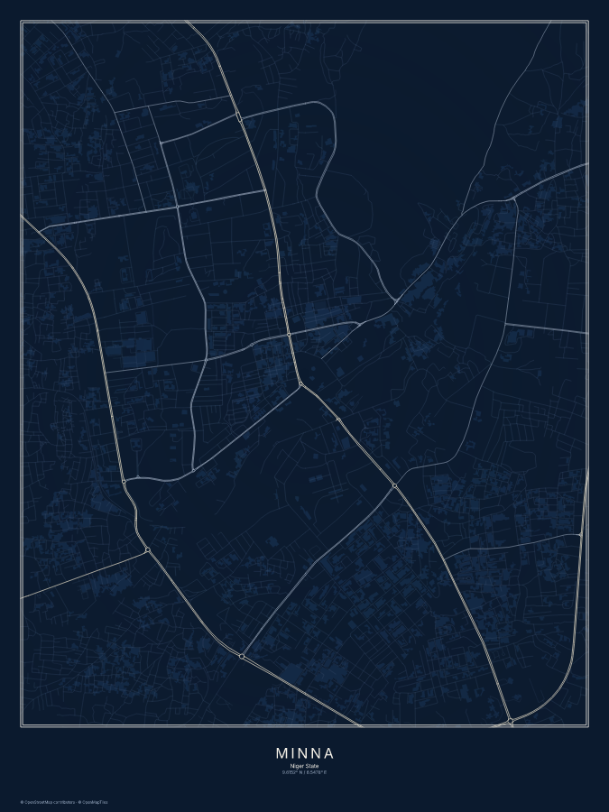 Minna map poster, midnight style