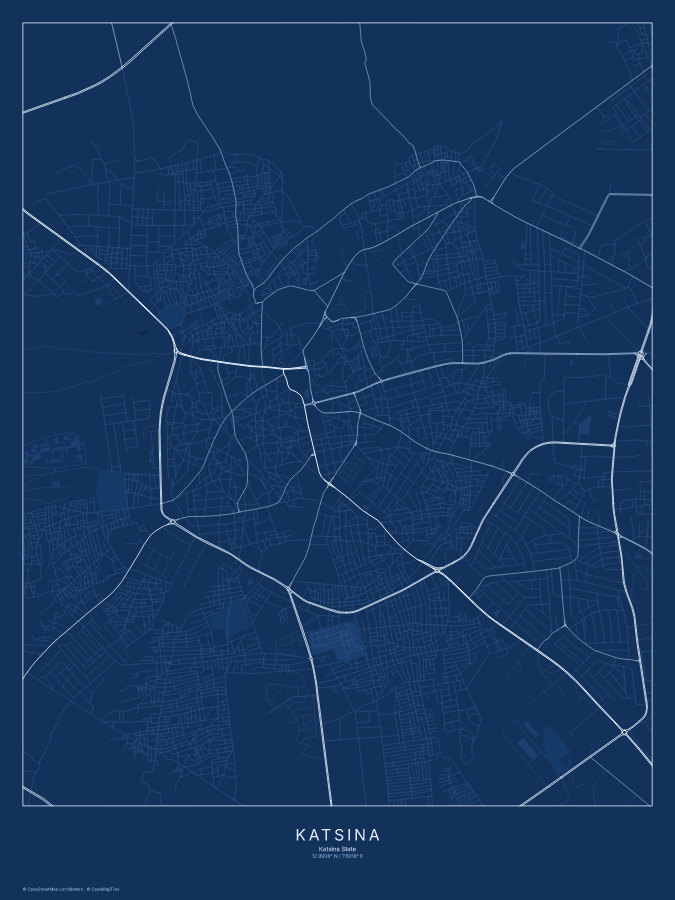 Katsina map poster, blueprint style