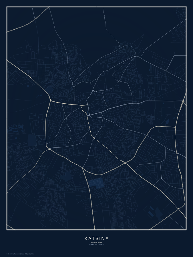 Katsina map poster, midnight style