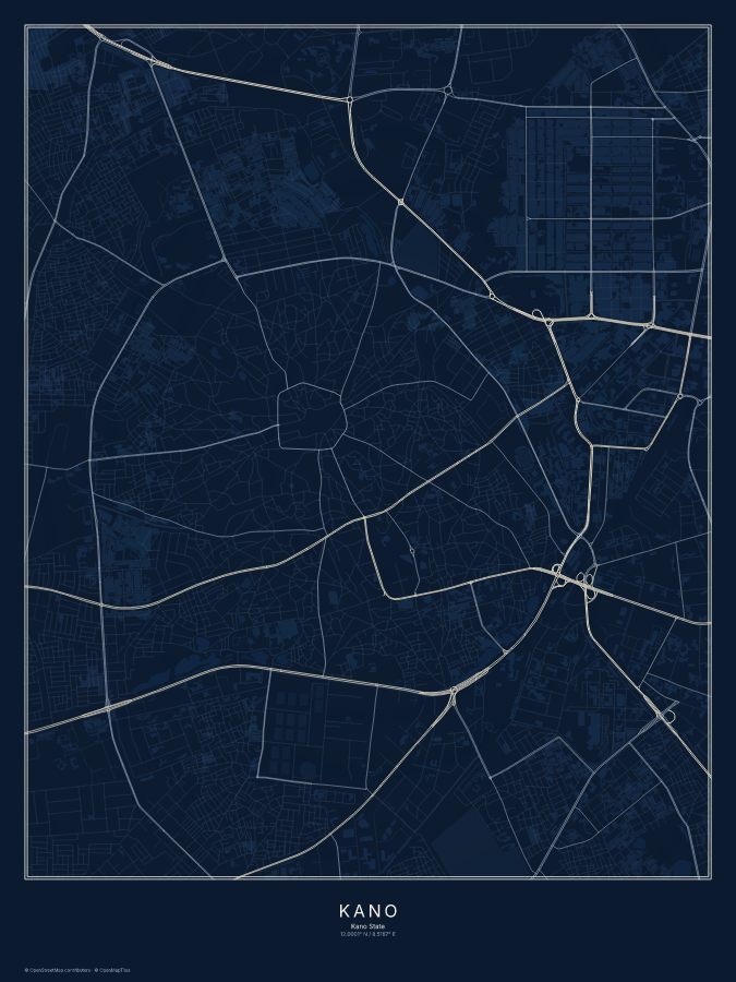 Kano map poster, midnight style