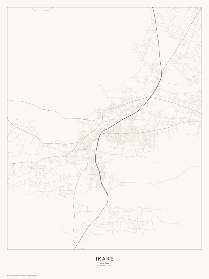Ikare map poster, classic style