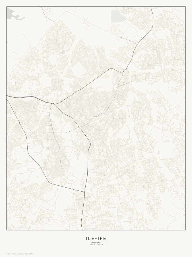 Ile-Ife map poster, classic style