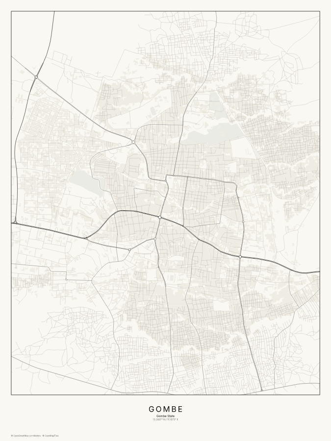 Gombe map poster, classic style