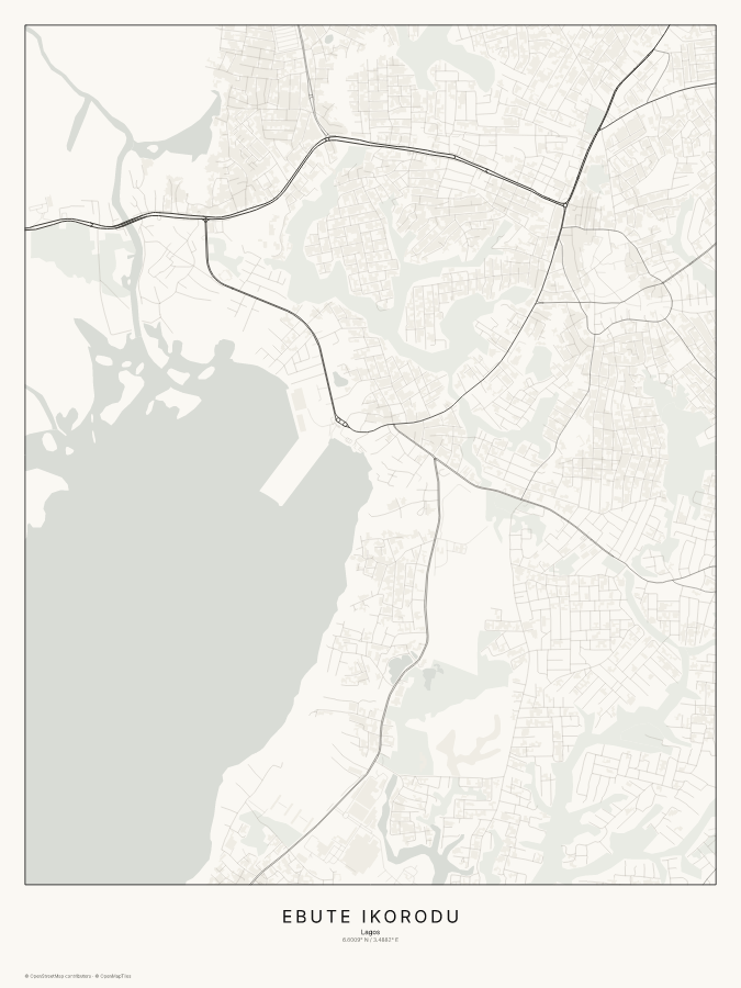 Ebute Ikorodu map poster, classic style
