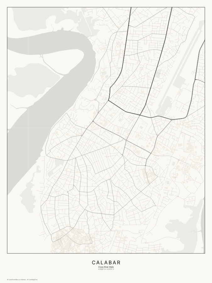 Calabar map poster, classic style