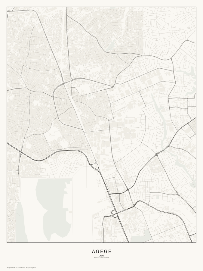 Agege map poster, classic style