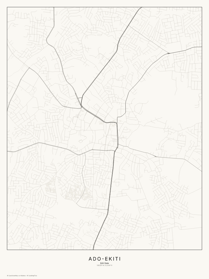 Ado-Ekiti map poster, classic style