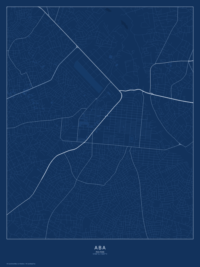 Aba map poster, blueprint style