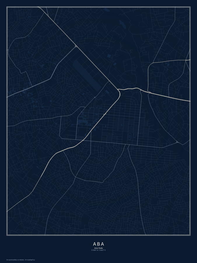 Aba map poster, midnight style