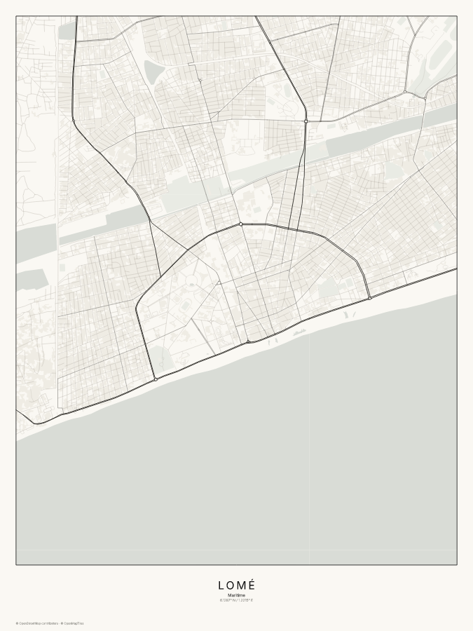 Lomé map poster, classic style