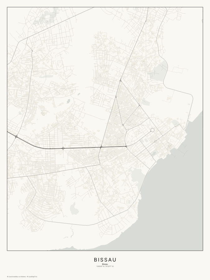 Bissau map poster, classic style
