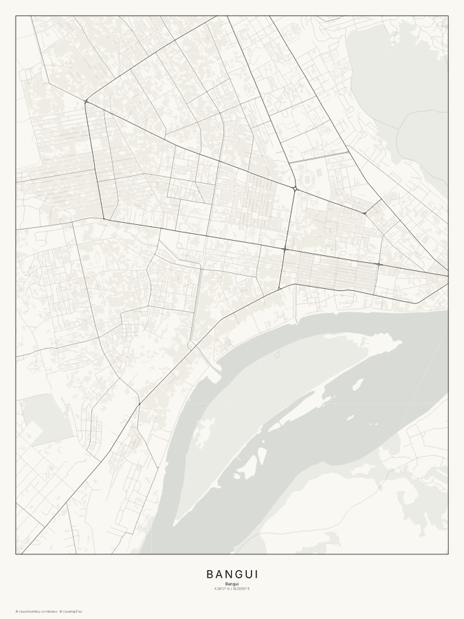 Bangui map poster, classic style