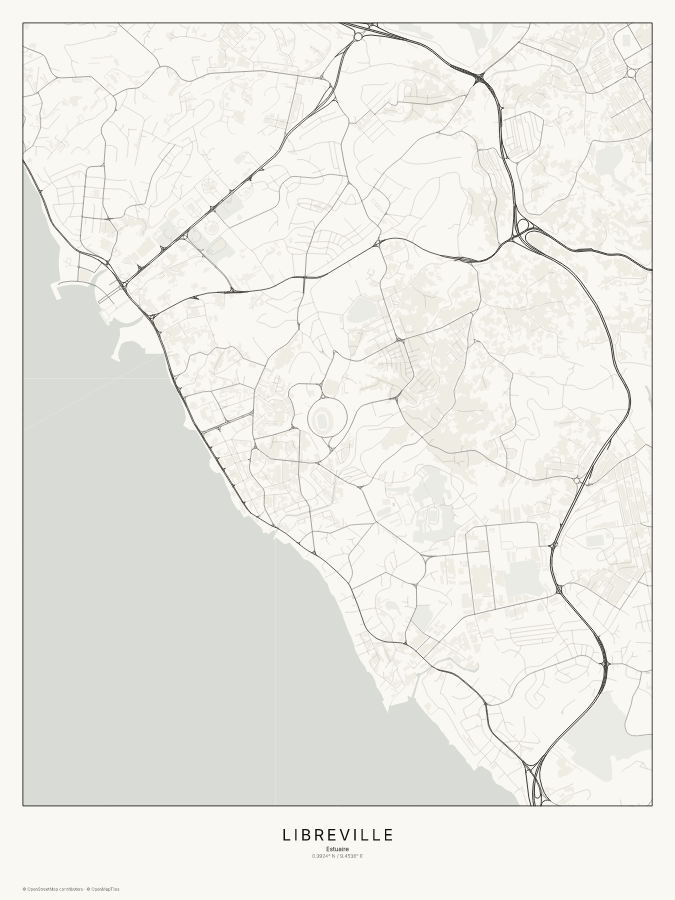 Libreville map poster, classic style