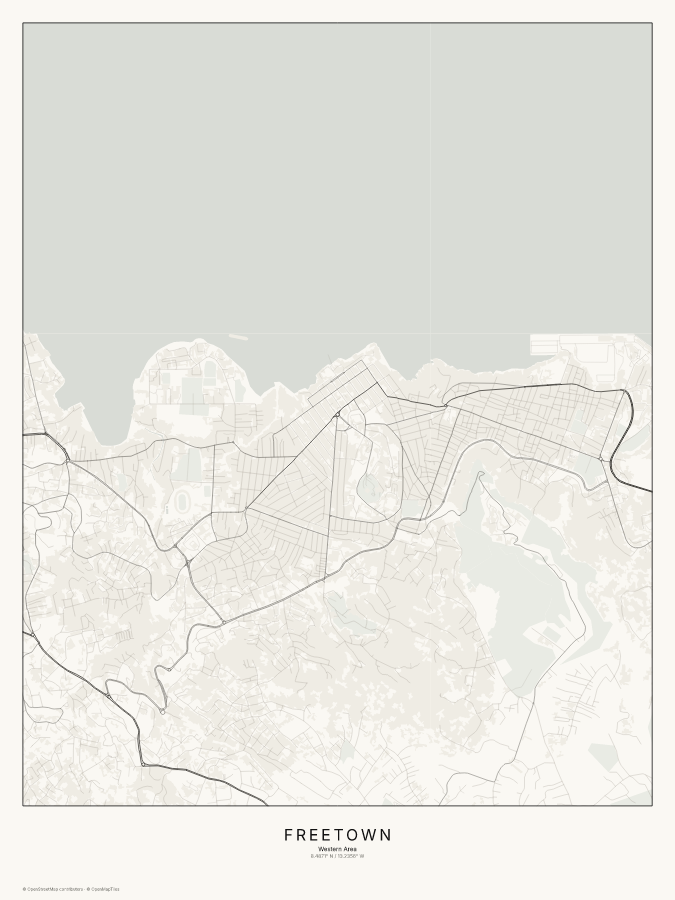 Freetown map poster, classic style