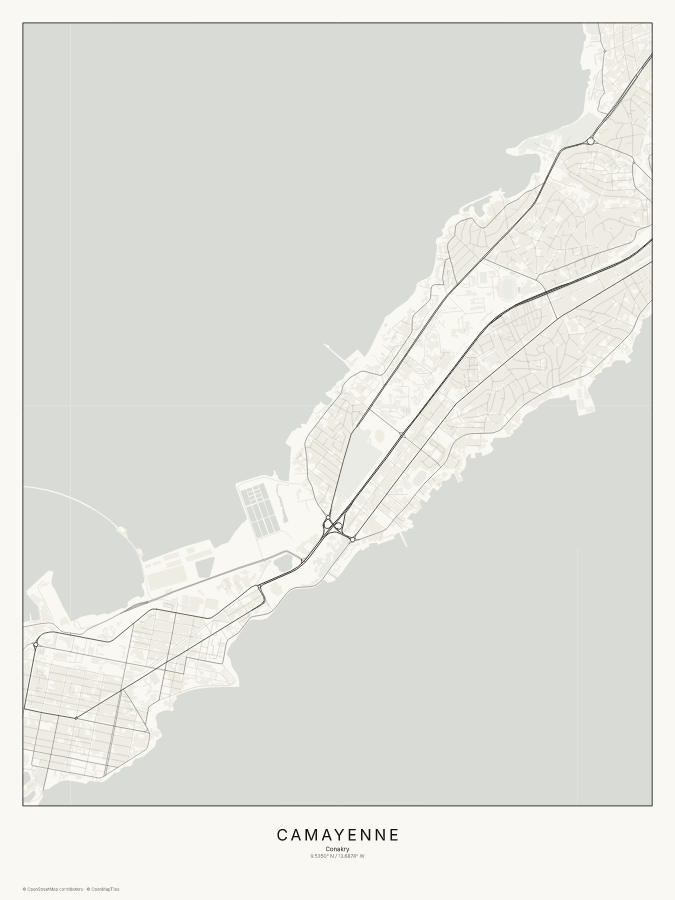 Camayenne map poster, classic style