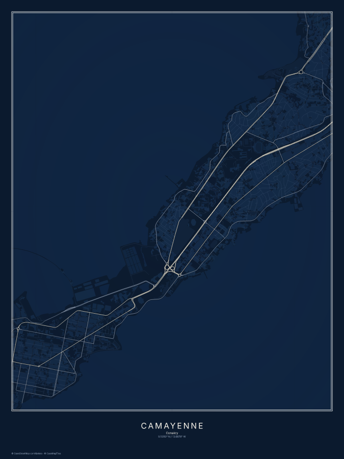 Camayenne map poster, midnight style