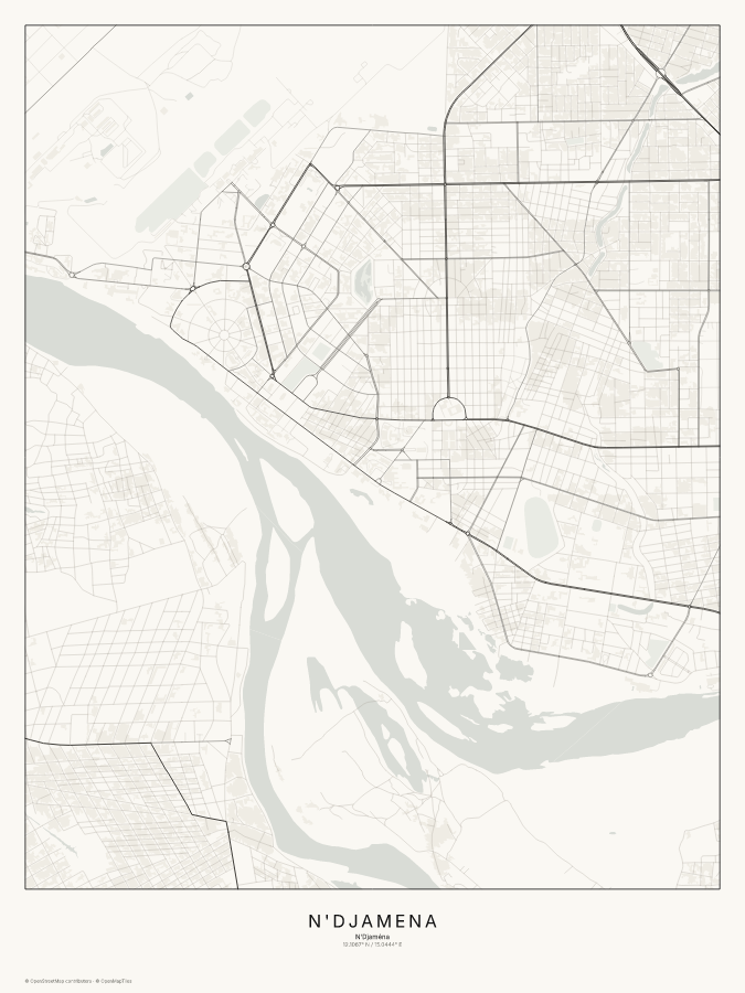 N'Djamena map poster, classic style