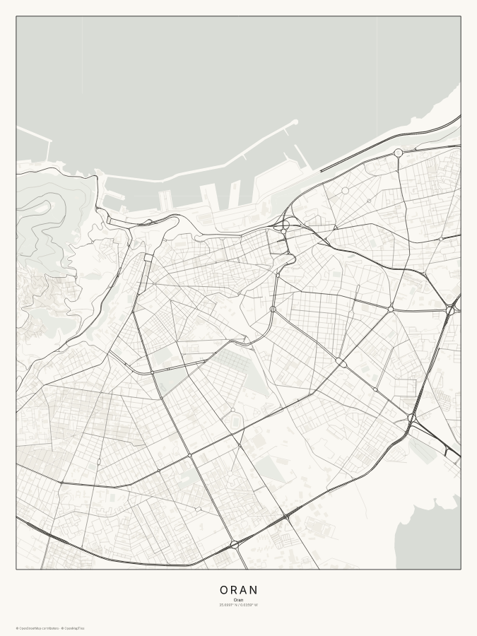 Oran map poster, classic style
