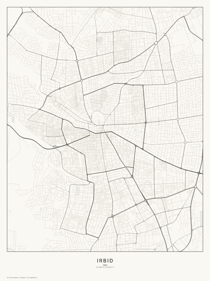 Irbid map poster, classic style