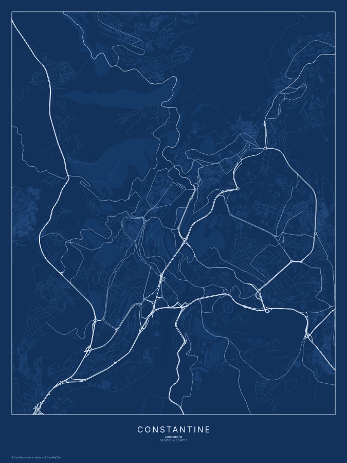 Constantine map poster, blueprint style