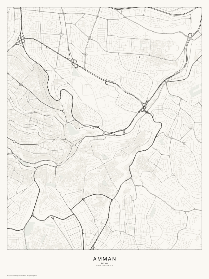 Amman map poster, classic style