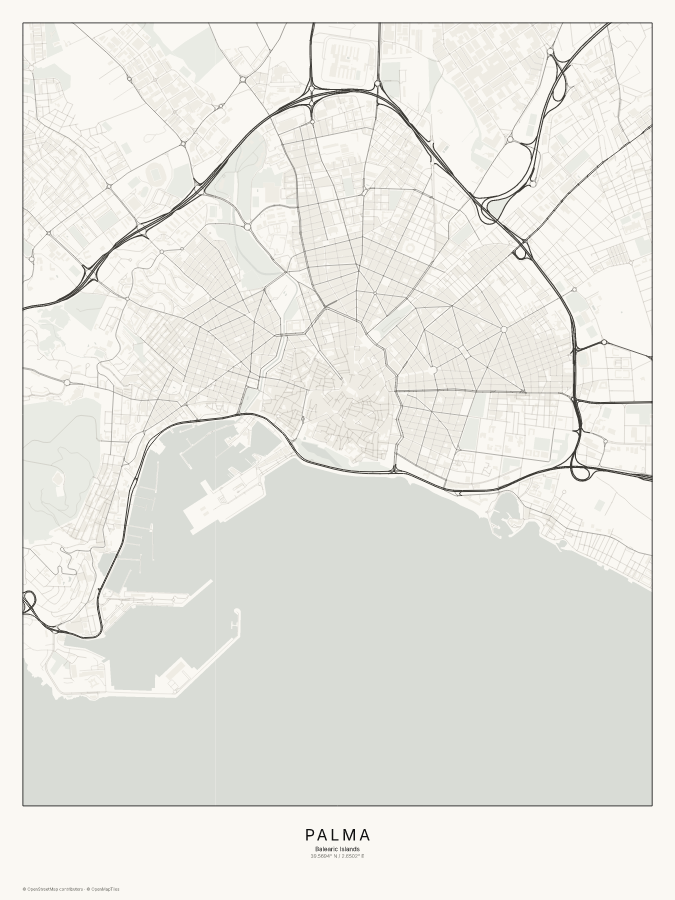 Palma map poster, classic style