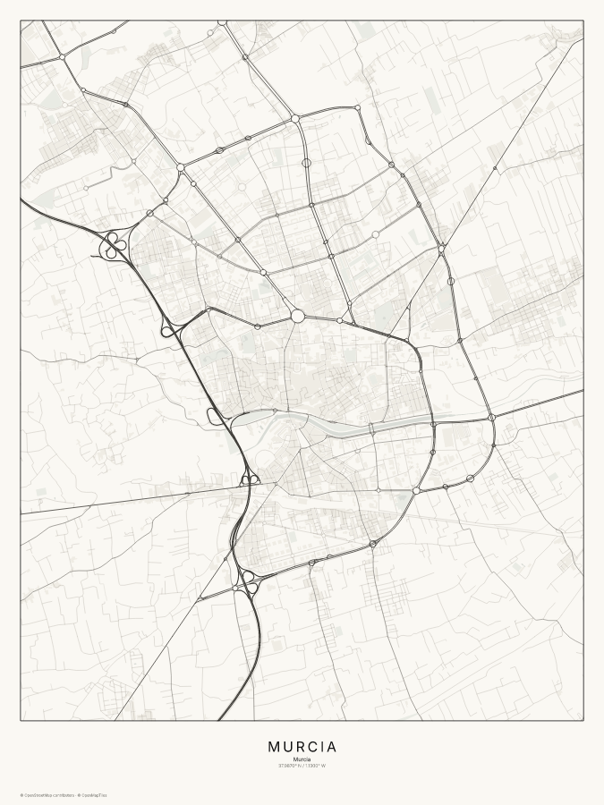 Murcia map poster, classic style