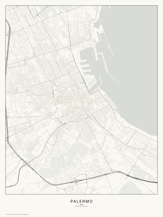 Palermo map poster, classic style
