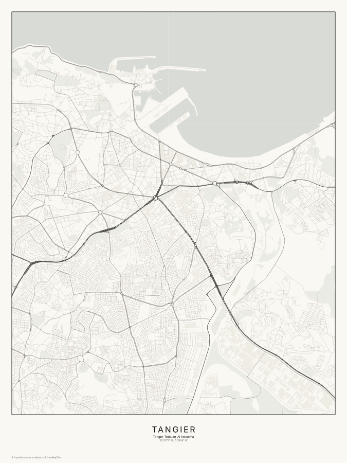 Tangier map poster, classic style