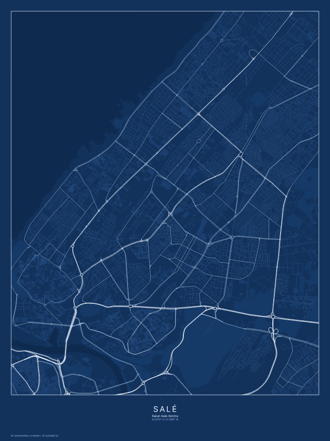 Salé map poster, blueprint style