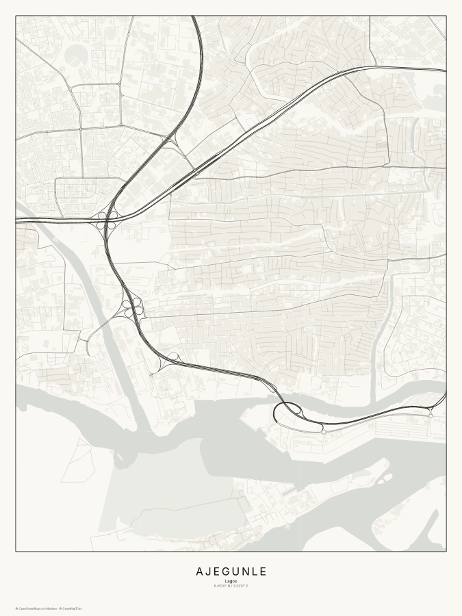 Ajegunle map poster, classic style